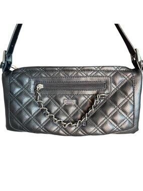 FIORELLI Black Faux Leather Quilted Shoulder Bag Handbag Purse Chain East West